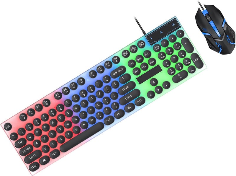 Yechiry Gaming Keyboard and Mouse Combo, 104 Key Layout Keyboard, 6 Key Anti Ghosting Mouse Combo with Steam Punk Keycaps & 1000DPI, Ideal for PC & Laptop (Black) - Image 4