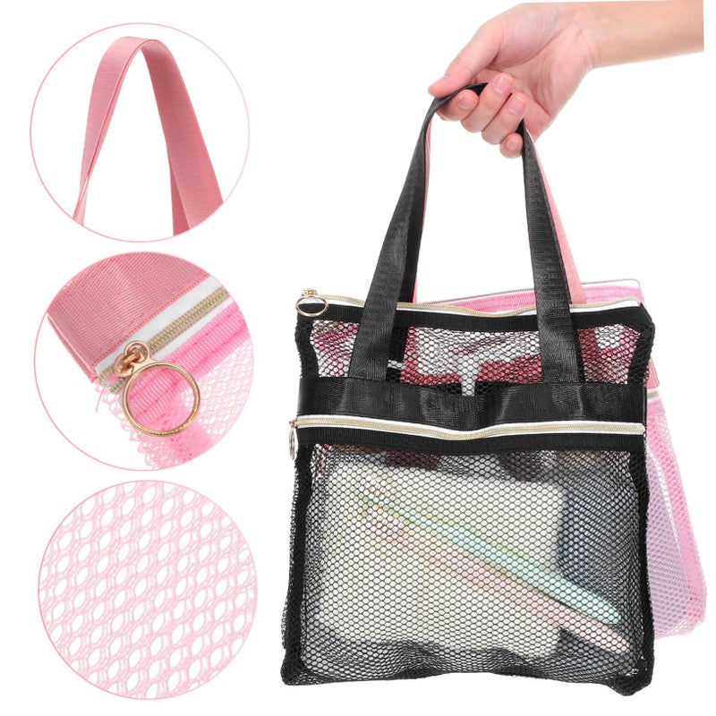 Mesh Shower Toiletries Bag 2pcs Set Compact Lightweight For Travel Gym Camping - Image 4