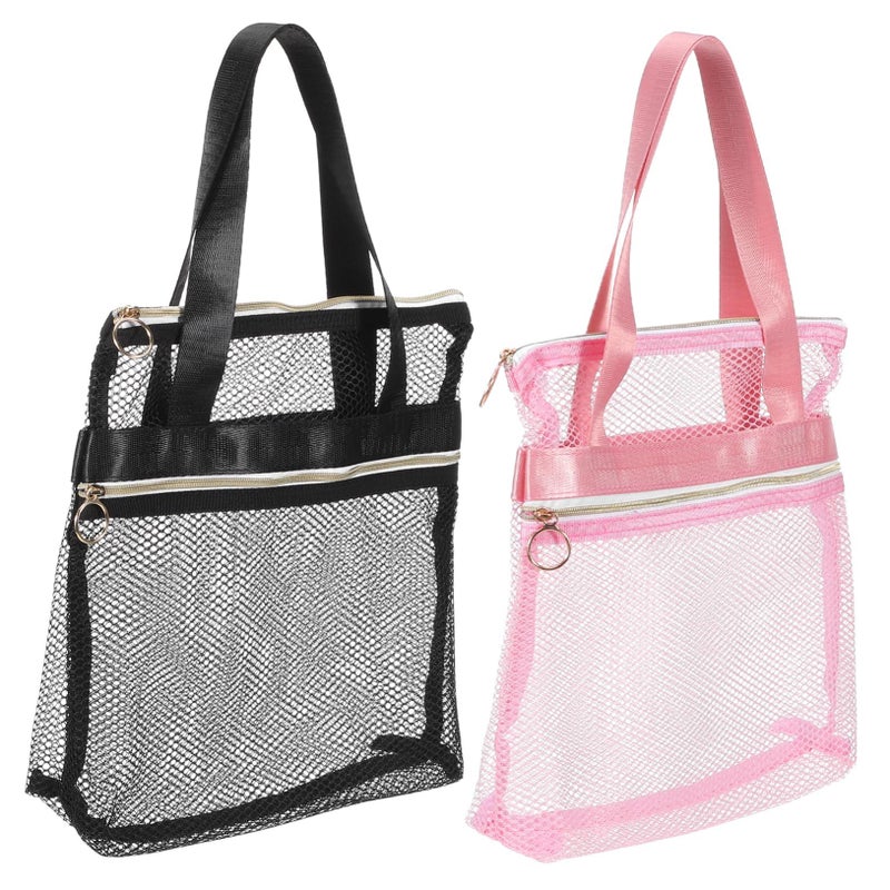 Mesh Shower Toiletries Bag 2pcs Set Compact Lightweight For Travel Gym Camping - Image 2