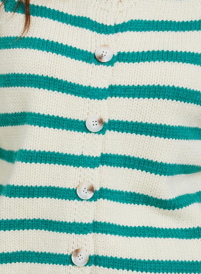 ستايلي كارديجان مخطط بقصة مريحة وتفاصيل محبوكة - Image 5