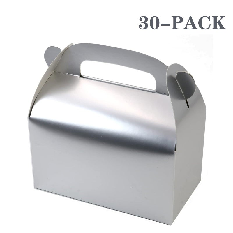 Oletx 30-Pack Silver Party Favor Treat Boxes, Goodie Boxes, Gable Paper Gift Boxes with Handles. Perfect for Wedding, Birthday, Graduation, Babyshower. - Image 4