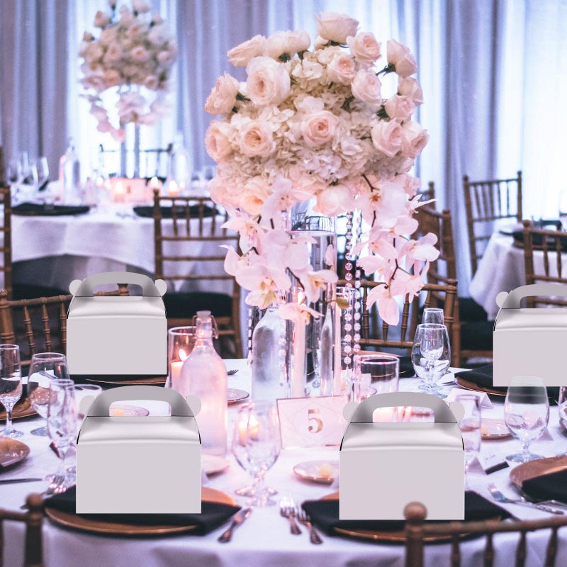 Oletx 30-Pack Silver Party Favor Treat Boxes, Goodie Boxes, Gable Paper Gift Boxes with Handles. Perfect for Wedding, Birthday, Graduation, Babyshower. - Image 2