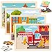 LACCHOUFEE Wooden Puzzles for Kids Age 3 4 5 Year Old 4 Pack 24 Pcs Toddler Jigsaw Puzzles for Girl Boy Vehicle Activities Preschool Learning Educational Birthday Gift Travel Autistic Wooden Toys - Image 2