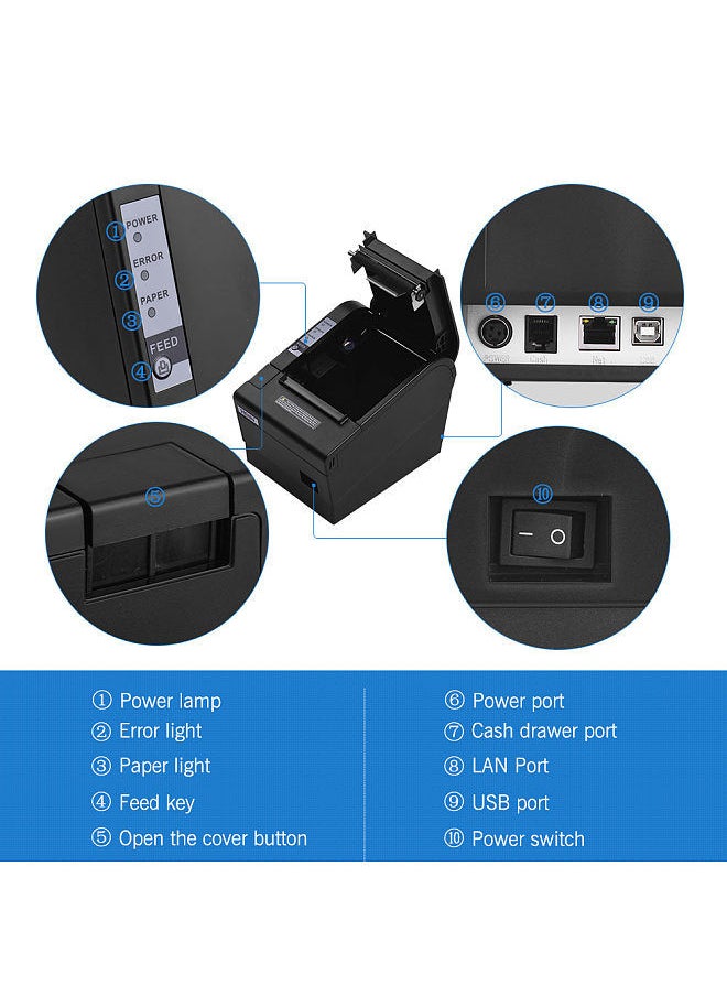 Generic - HOIN 80mm Thermal Receipt Printer with Auto Cutter USB Ethernet Interface Ticket Bill printing Compatible with ESC/POS Print Commands for Supermarket Store Home Business - Image 1