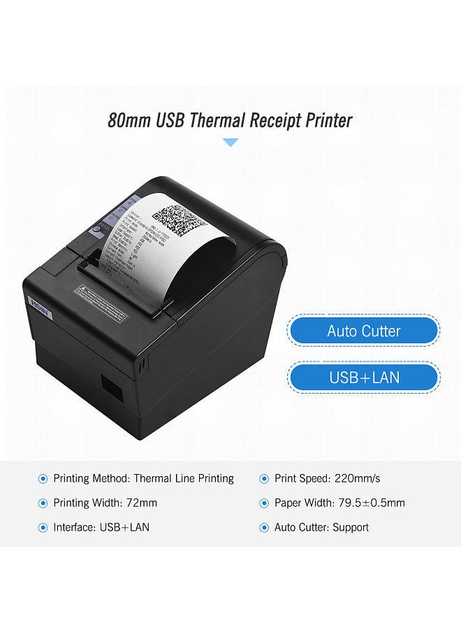 Generic - HOIN 80mm Thermal Receipt Printer with Auto Cutter USB Ethernet Interface Ticket Bill printing Compatible with ESC/POS Print Commands for Supermarket Store Home Business - Image 1