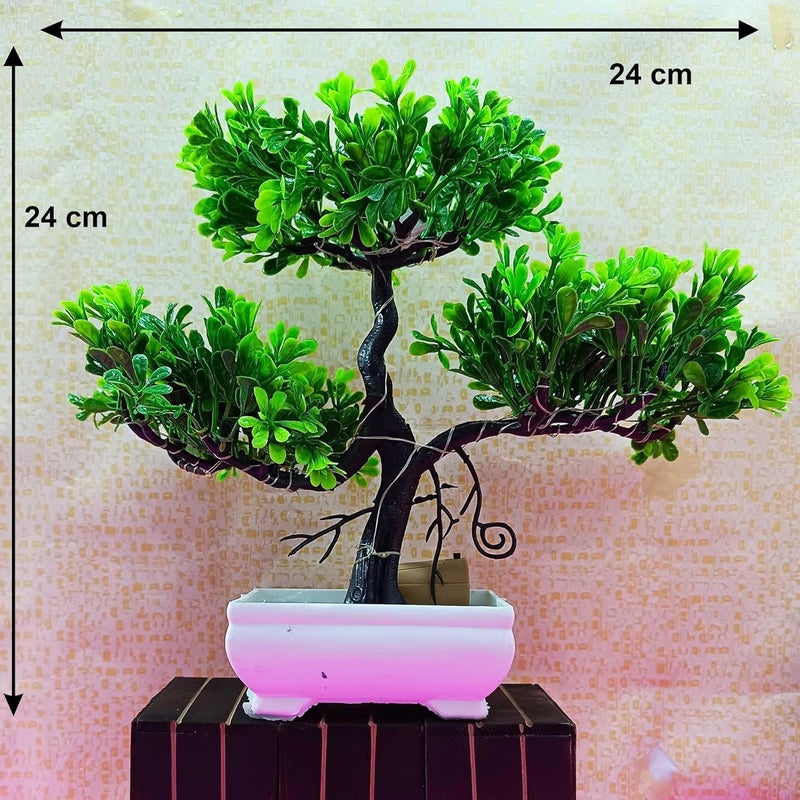 DODECROO ® Artificial Bonsai Plant with LED, 24cm | Decorate Your Space with Stunning Lifelike Greenery, Home Decoration Items for Living Room, Home, Office and Party (PrGreen) - Image 3