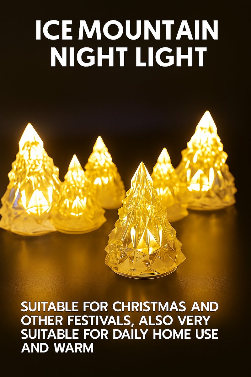 6pcs Christmas Tree LED Night Lights, Ice Mountain Decorative Lights for Christmas Decorations, Xmas Tree Decor & Home Ambient Lighting - Image 1