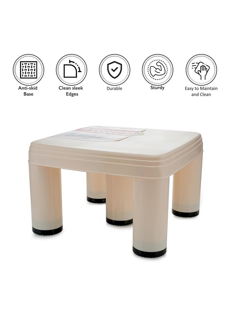 NAYASA Nayasa Strong Plastic Stool for Home | Anti Skid, Light Weight & Durable | Plastic Stool for Sitting | Sturdy & Portable Stool for Home | Ivory (517)  - Image 3