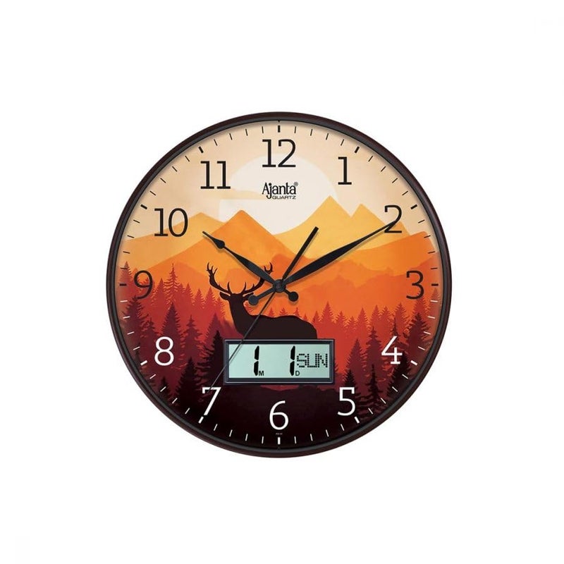 Ajanta 6097 Brown Designer Wall Clock | 36.7 cm Silent Sweep | Dome Glass | Premium Modern Home & Office Decor | 1-Year Warranty - Image 1