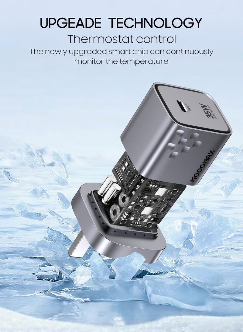 MOOGMAX 35W Type-C fast adapter type c. Powerful wall charger adapter with GEN heat-resistant technology. Portable and compact Type-C plug. charger type c compatible with iPhone, Samsung, Huawei, and several other devices. type c adapter with over-voltage protection. MoogMax adaptor type c. - Image 4