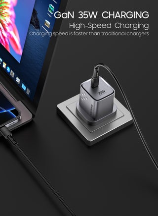 35W Type-C fast adapter type c. Powerful wall charger adapter with GEN heat-resistant technology. Portable and compact Type-C plug. charger type c compatible with iPhone, Samsung, Huawei, and several other devices. type c adapter with over-voltage protection. MoogMax adaptor type c. - view 5