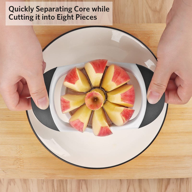 Asdirne Apple Slicer & Corer Set, Apple Cutter and Fruit Slicer with Sharp Stainless Steel Blades and Ergonomic Non-Slip Handles, Ideal for Cutting a Wide Range of Fruits, Black - Image 2