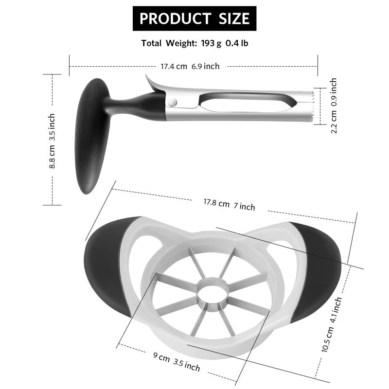 Asdirne Apple Slicer & Corer Set, Apple Cutter and Fruit Slicer with Sharp Stainless Steel Blades and Ergonomic Non-Slip Handles, Ideal for Cutting a Wide Range of Fruits, Black - Image 5