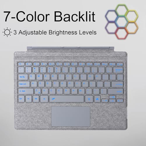 Zoof Type Cover for Microsoft Surface Pro 7+ / Pro 7/6 / 5/4 / 3, 12.3 inch, Ultra-Slim Wireless Bluetooth Tablet Keyboard with Multi Touchpad (Ash) - Image 4