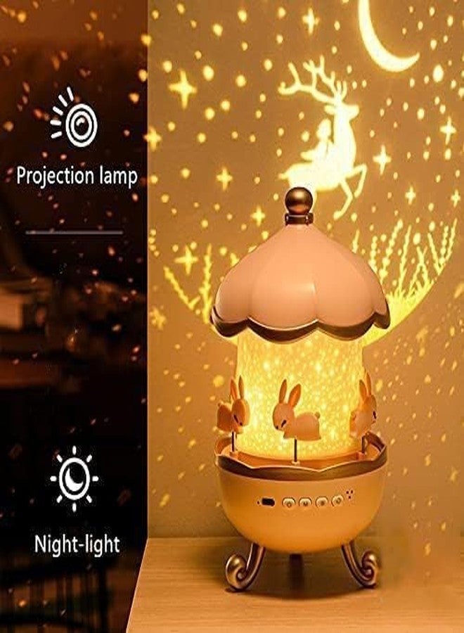 مصباح فروسكا الليلي على شكل أرنب، مصباح بروجكتور LED دوار 360 درجة مع 6 أغطية أفلام، يعمل بمنفذ USB، لون وردي - Image 2