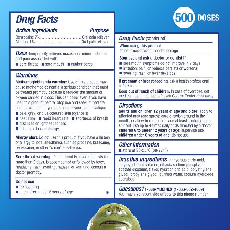 MUCINEX بخاخ موستينكس إنستاسوتhe لالتهاب الحلق لتخفيف آلام الفم بخاخ تخدير الحلق مع بنزوكاين ونعناع يبدأ العمل عند الاتصال بنكهة الكرز 38 أونصة سائلة - Image 4