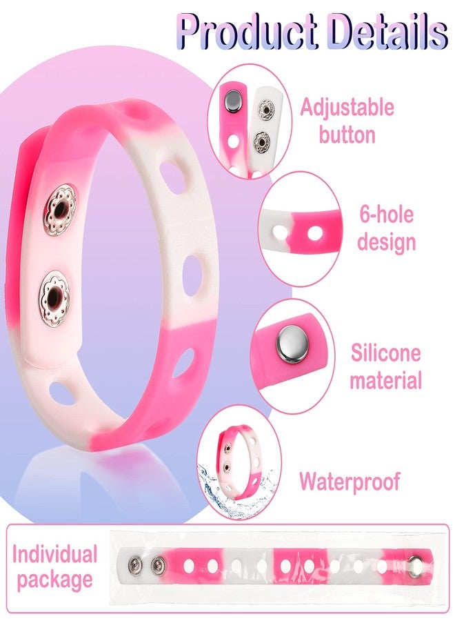 MTLEE 12 Pieces Silicone Wristbands Adjustable Rubber Bracelets Colorful Cute Charm Bracelets with Holes for Shoe Charm Boys Girls Birthday Party Award (Chic Colors,7 Inch) - Image 3
