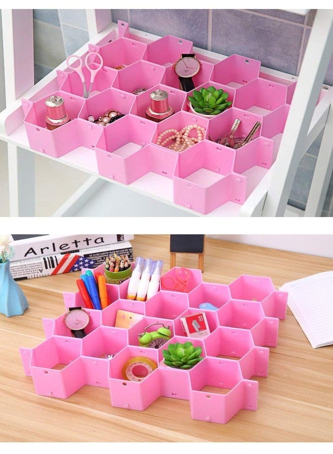 SEVEN HORSE TECH® Multipurpose Plastic DIY Honeycomb Grid Interlocking Design Drawer Cellular Partitions Storage Organizer (34.6 x 7.2 x 7 cm, Random Colour) - Pack of 8 Pieces - Image 3