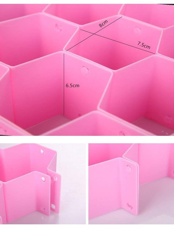 SEVEN HORSE TECH® Multipurpose Plastic DIY Honeycomb Grid Interlocking Design Drawer Cellular Partitions Storage Organizer (34.6 x 7.2 x 7 cm, Random Colour) - Pack of 8 Pieces - Image 4