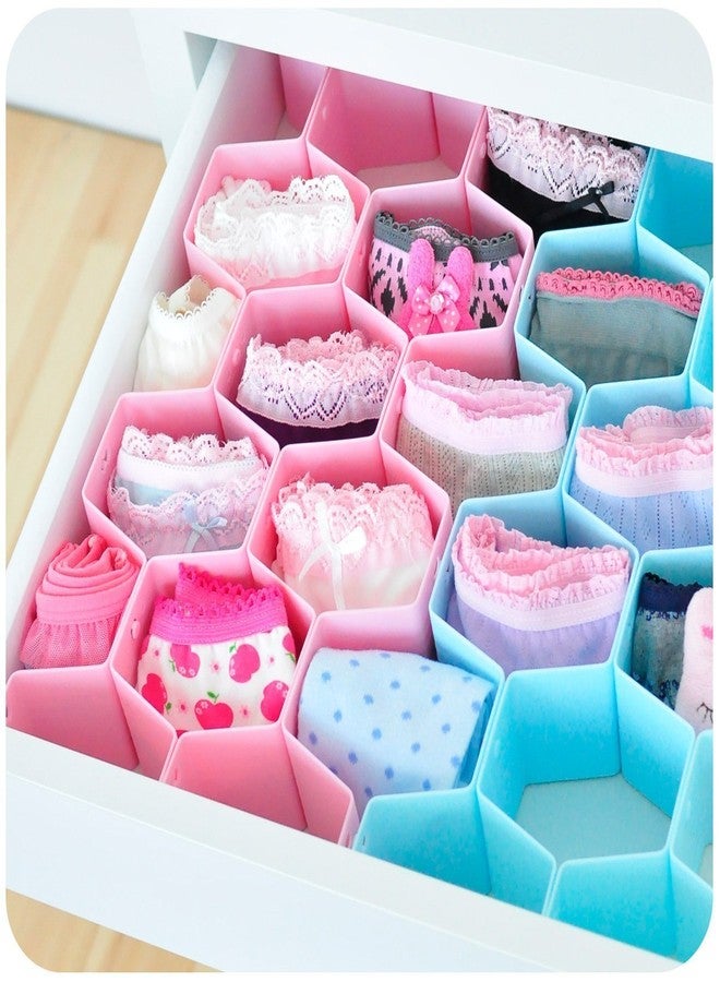 SEVEN HORSE TECH® Multipurpose Plastic DIY Honeycomb Grid Interlocking Design Drawer Cellular Partitions Storage Organizer (34.6 x 7.2 x 7 cm, Random Colour) - Pack of 8 Pieces - Image 1