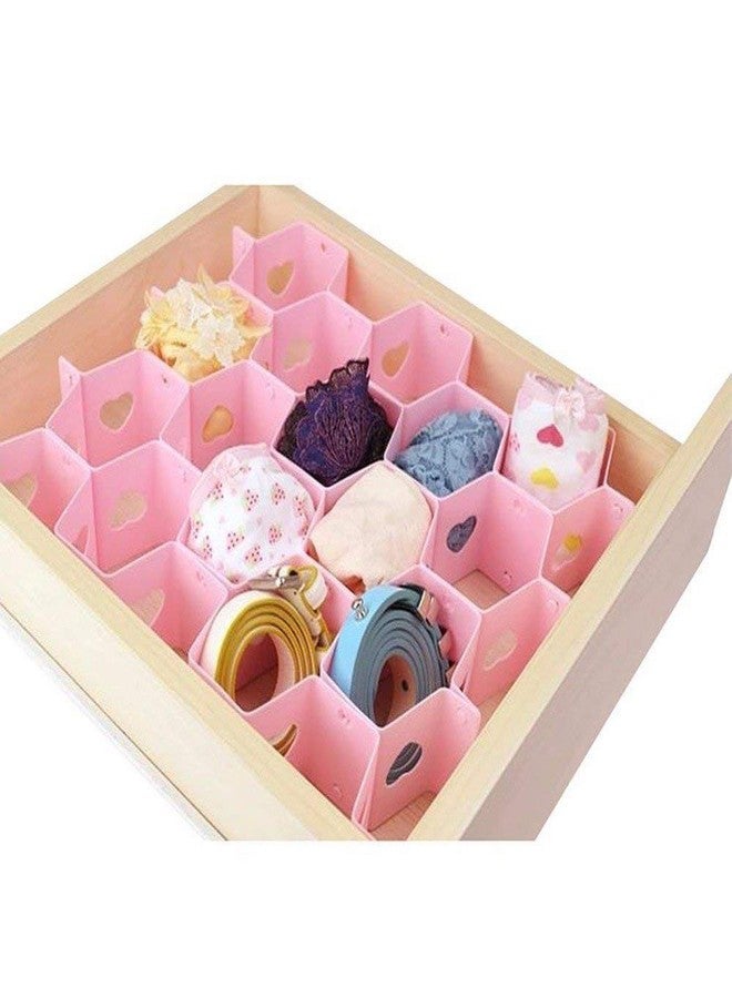 SEVEN HORSE TECH® Multipurpose Plastic DIY Honeycomb Grid Interlocking Design Drawer Cellular Partitions Storage Organizer (34.6 x 7.2 x 7 cm, Random Colour) - Pack of 8 Pieces - Image 5