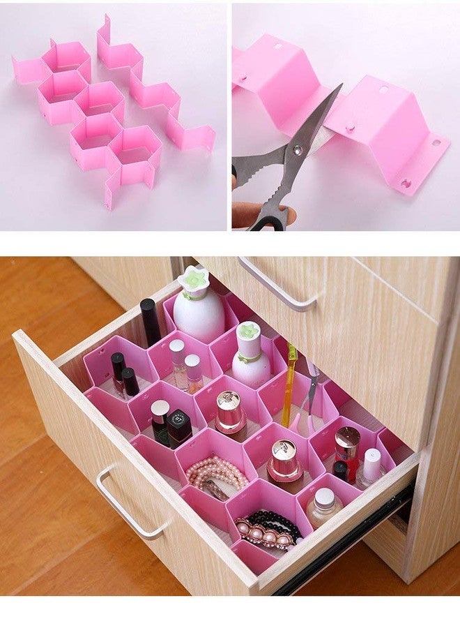 SEVEN HORSE TECH® Multipurpose Plastic DIY Honeycomb Grid Interlocking Design Drawer Cellular Partitions Storage Organizer (34.6 x 7.2 x 7 cm, Random Colour) - Pack of 8 Pieces - Image 2
