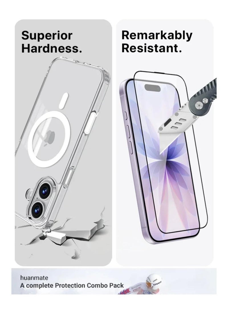 مجموعة الحماية 3 في 1 لهاتف أبل ايفون 17 المكونة من كفر حماية يدعم ماج سيف، مضاد للأصفرار ، و شاشة حماية زجاج ضد الكسر والخدوش ، و حماية عدسة الكاميرا - Image 5