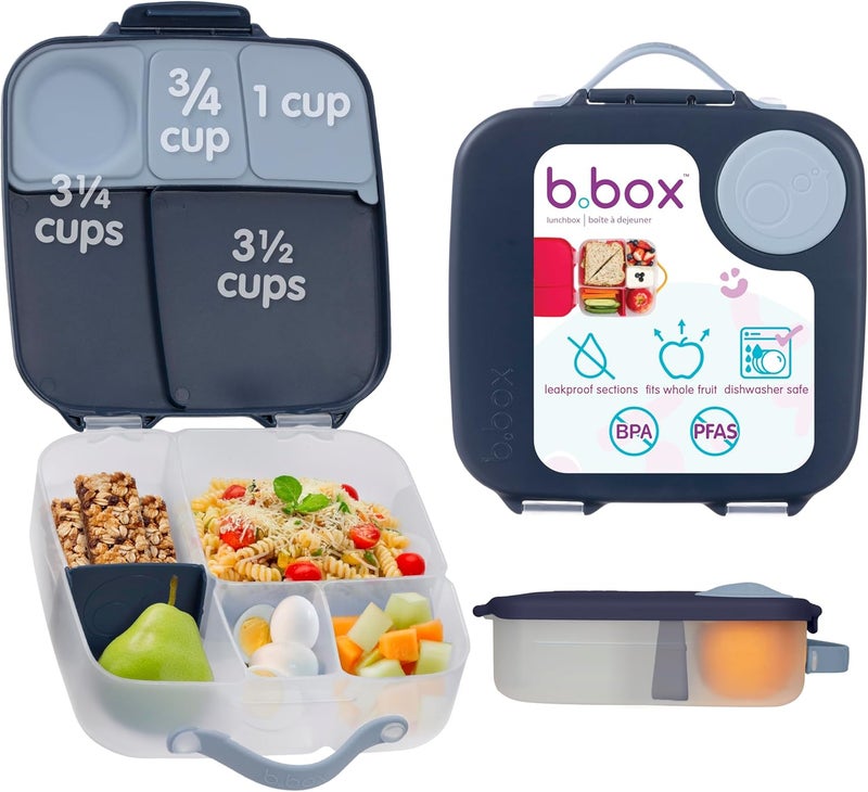 b.box صندوق غداء ب.بوك جامبو بينتو للأطفال - تصميم مقاوم للتسرب بأربعة أقسام مع حزمة باردة هلامية - Image 1