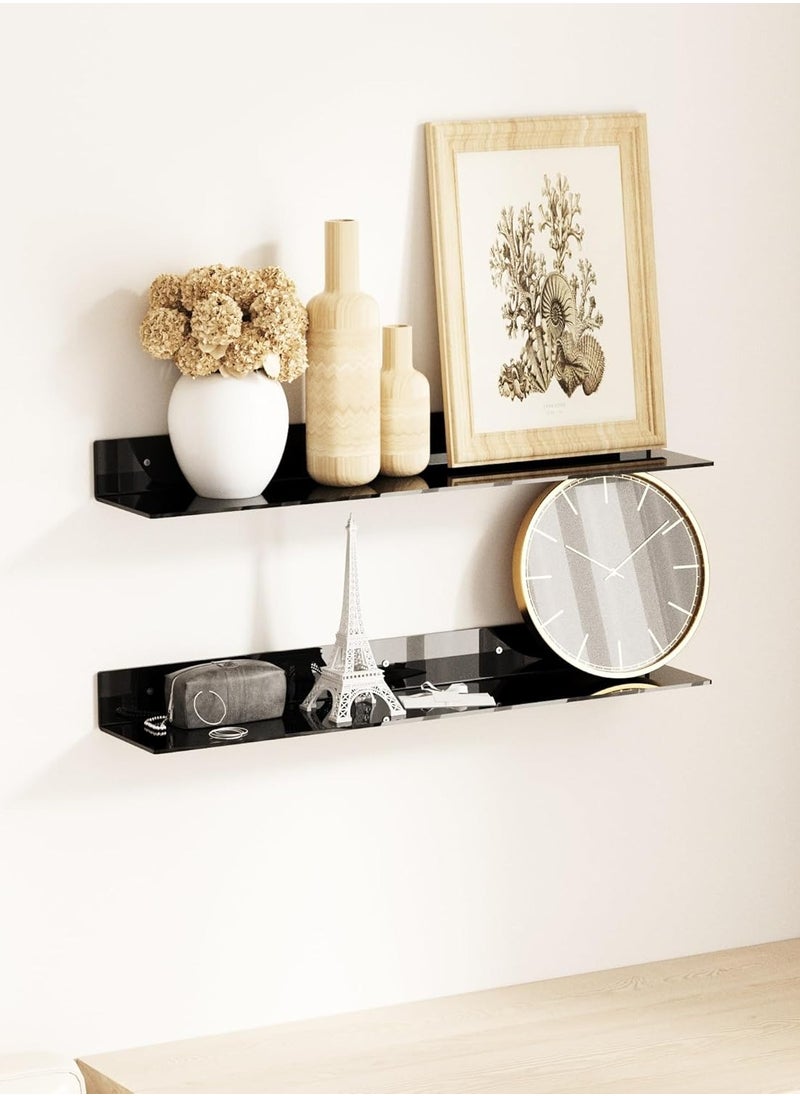 TPGP Acrylic Long Wall Shelf Set of 2, Black Wall Mounted Acrylic Bathroom Storage Shelves Display Organiser, 2 Pack (76 cm)  - Image 4