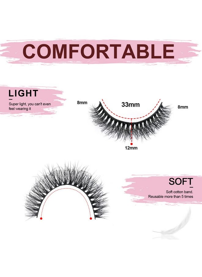 SONAFEEL - Short Eyelashes Curly Lashes 12Mm Fluffy Mink Lashes D Curl 10Pairs Short Russian Strip Lashes Pack Reusable False Eyelashes - Image 1