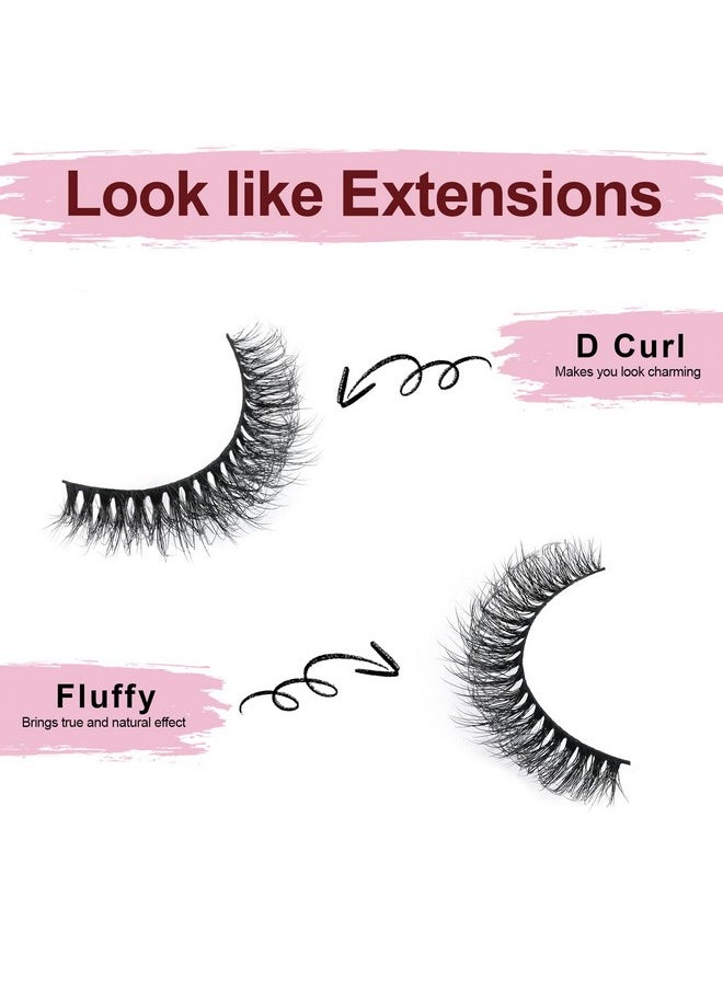 SONAFEEL - Short Eyelashes Curly Lashes 12Mm Fluffy Mink Lashes D Curl 10Pairs Short Russian Strip Lashes Pack Reusable False Eyelashes - Image 1