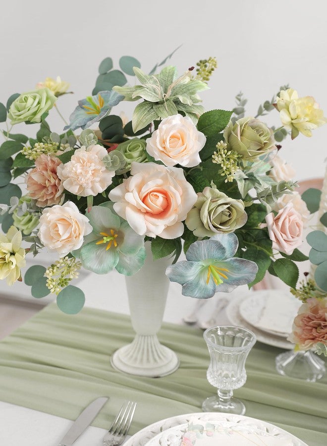 Serra Flora Dark Green Artificial Flower Combination Fake Tulip Hibiscus Rose Gift Box Silk Flowers for DIY Wedding Bridal Bouquet Combo Gradual Change Centerpieces Arrangements Party Decorations - Image 4