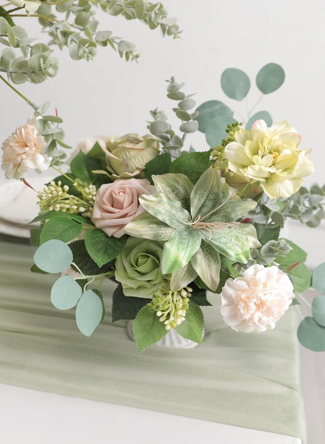 Serra Flora Dark Green Artificial Flower Combination Fake Tulip Hibiscus Rose Gift Box Silk Flowers for DIY Wedding Bridal Bouquet Combo Gradual Change Centerpieces Arrangements Party Decorations - Image 3