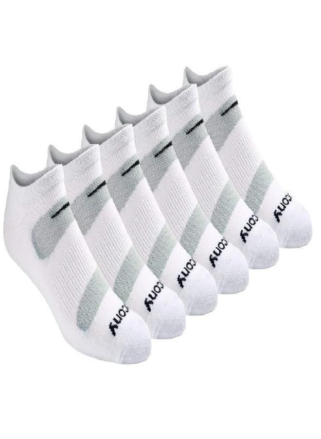 saucony - Men'S Multi-Pack Mesh Ventilating Comfort Fit Performance No-Show Socks, White (6 Pairs), Shoe Size 8-12 - Image 1