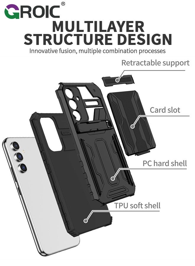 GROIC Designed for Samsung Galaxy S24 Plus 6.6" Durable Anti-Drop Mobile Phone Case, Built-in Kickstand with 2 in 1 Detachable Wallet Card Slot with Heavy Duty Protection Shockproof Shell  - Image 3
