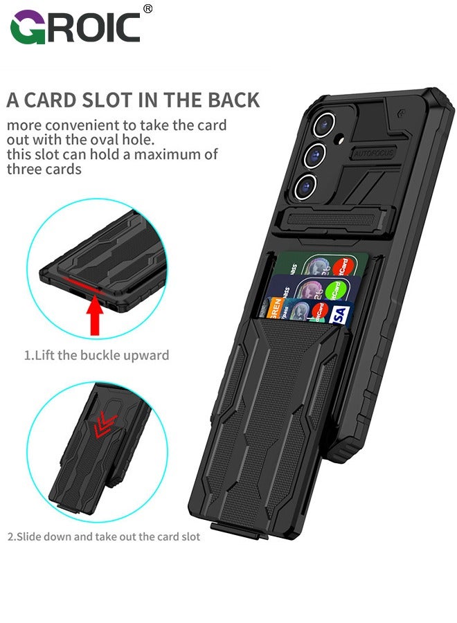 GROIC Designed for Samsung Galaxy S24 Plus 6.6" Durable Anti-Drop Mobile Phone Case, Built-in Kickstand with 2 in 1 Detachable Wallet Card Slot with Heavy Duty Protection Shockproof Shell  - Image 2