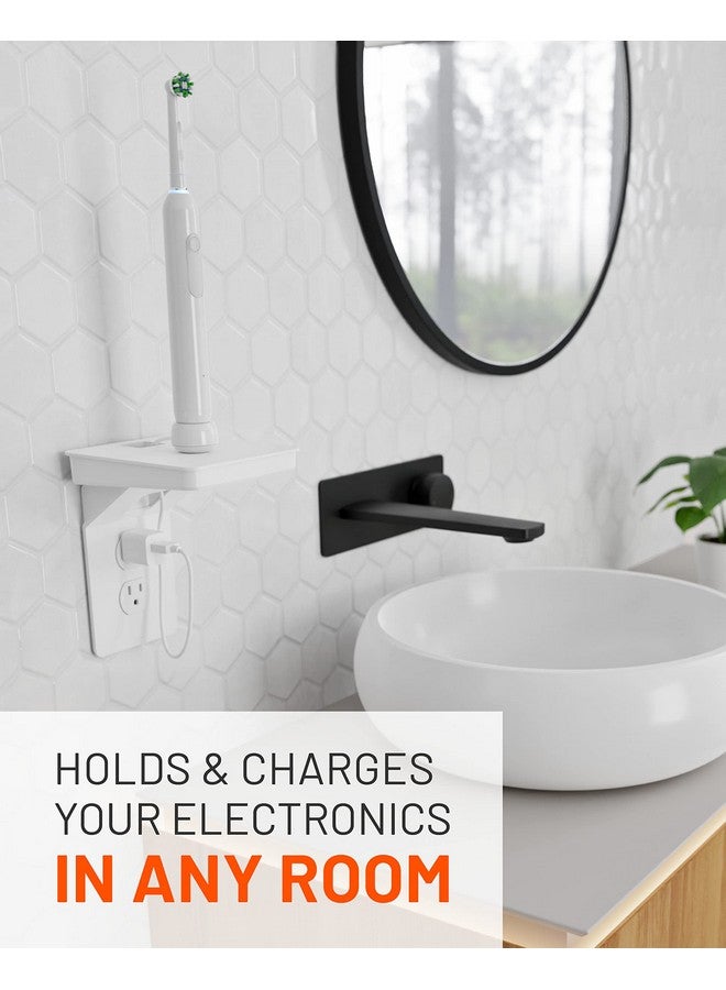 ECHOGEAR Outlet Shelf for Standard Outlets - Next-Gen Design with Built in-Cord Storage & Room for Bulky Plugs - Quick Install with Included Hardware - Image 2