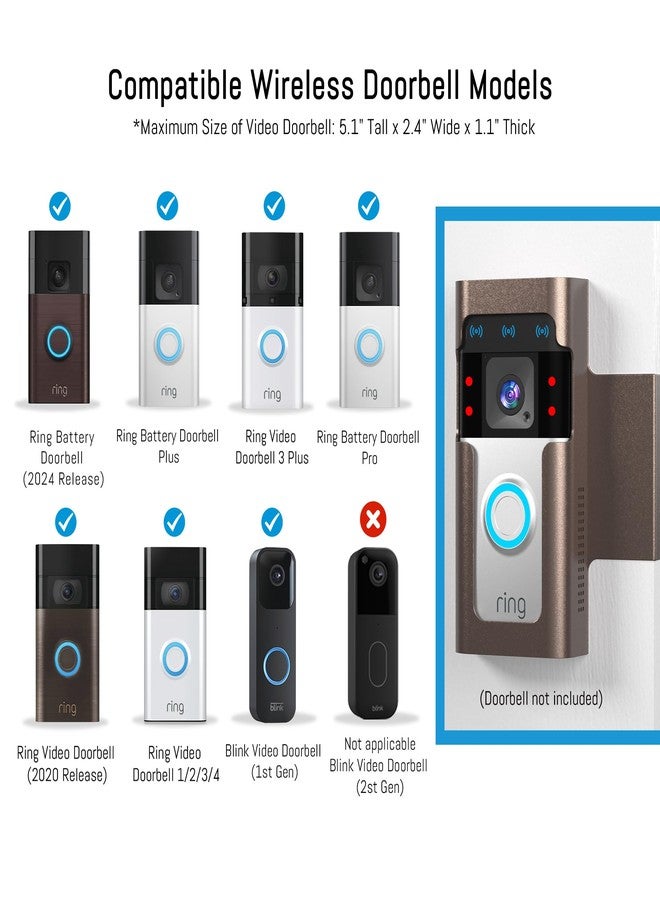 Homalor Anti Theft Ring Doorbell Mount: Metal Ring Apartment Door Mount Blink Doorbell Camera Holder No Drill - Renter Friendly Ring Doorbell Mount No Damage - Image 2