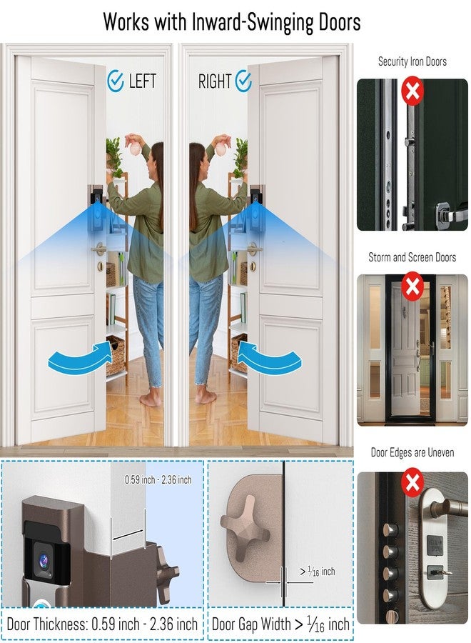 Homalor Anti Theft Ring Doorbell Mount: Metal Ring Apartment Door Mount Blink Doorbell Camera Holder No Drill - Renter Friendly Ring Doorbell Mount No Damage - Image 5