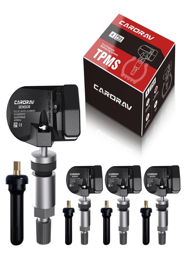 CARORAV TPMS Sensor, 4-Pack Tire Pressure Sensor Replacement for Chrysler Jeep Dodge Ram, 433MHz OE Replaces#56029398AB 68142397AA 68241067AA 68241067AB - Image 1