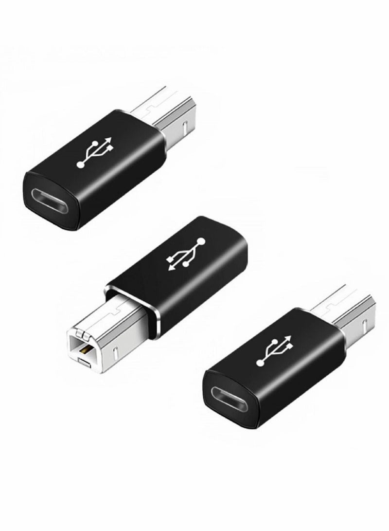 USB C to B Adapter, Female USB C to MIDI Converter, Compatible with MIDI, Printers, Chromebook Pixel, Electric Piano, Synthesizers and Devices Laptops with Type-C Port, 3 Pack - Image 1