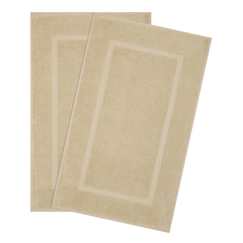 Cotton Paradise Cotton Paradise 100 Cotton Bath Mats for Bathroom Floor Set of 2 Pack 20x34 Soft Absorbent Washable Quick Dry Tub Bathmat Beige Towel Bath Mat