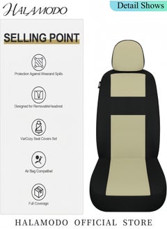 HALAMODO Car Seat Covers Full Set Front Bucket Seat Protectors with Split Bench Car Seat Cover Set Breathable Premium Sporty Seat Cushions for Car SUV  - Image 2