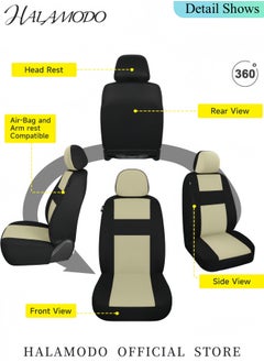 HALAMODO Car Seat Covers Full Set Front Bucket Seat Protectors with Split Bench Car Seat Cover Set Breathable Premium Sporty Seat Cushions for Car SUV  - Image 4