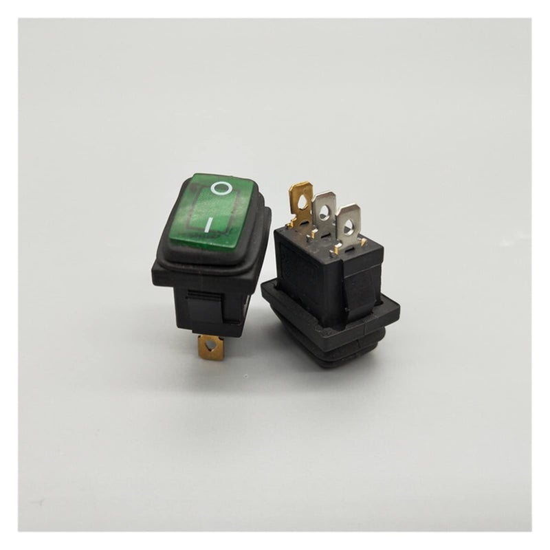 Green Waterproof Rocker Switch 220V 12V 3 Pin 10A 250V IP67 Boat Type LED Button - Image 2