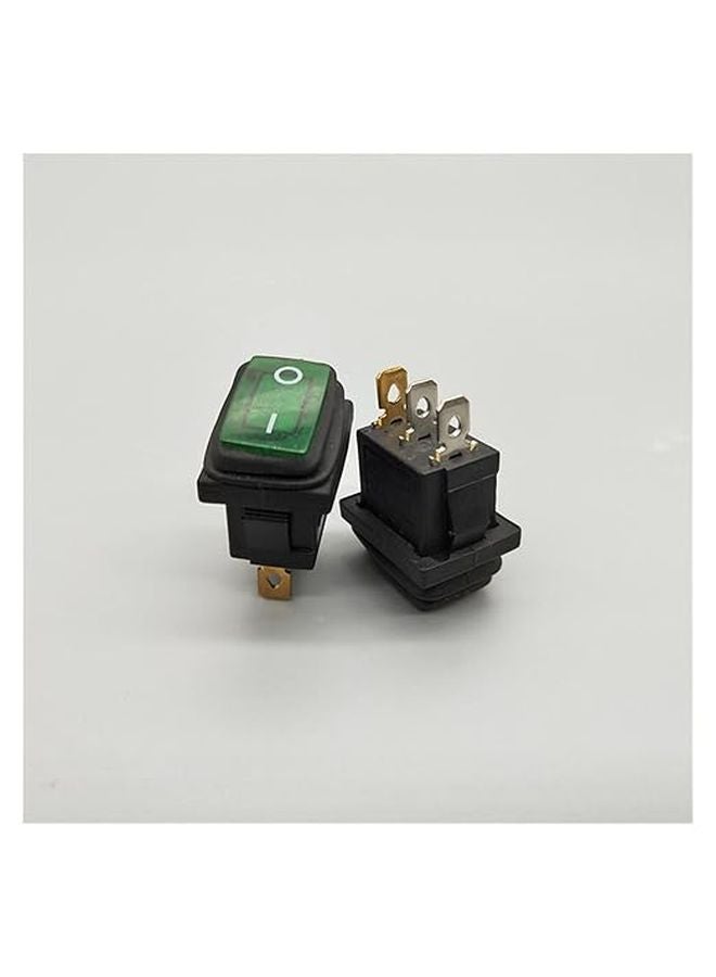 Green Waterproof Rocker Switch 220V 12V 3 Pin 10A 250V IP67 Boat Type LED Button - Image 1