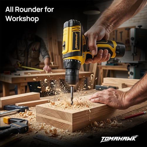 Tomahawk T7600-S 12V Cordless Drill/Screwdriver Kit 10mm Keyless Chuck 2-Speed (350/1350 RPM) 1.5Ah Single Battery LED Light, Battery Indicator DIY, Home & Woodworking Tool Set with Case - Image 3