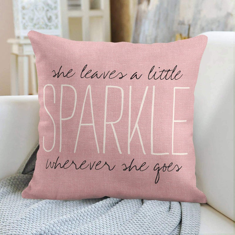 Emvency Throw Pillow Cover Rustic Pink Blush Sparkle Decorative Pillow Case Girly Home Decor Square 18 x 18 Inch Cushion Pillowcase - Image 2