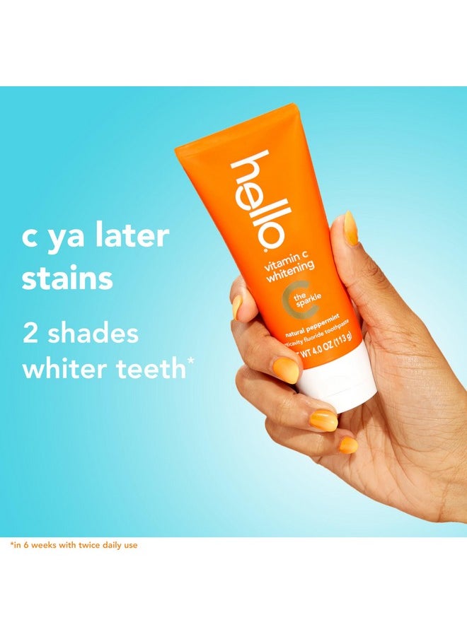 Hello Vitamin C Whitening Toothpaste With Fluoride, Teeth Whitening Toothpaste For Adults, Helps Freshen Breath And Removes Surface Stains, Sls Free, Natural Peppermint Flavor, 4.0 Oz Tube  - Image 3