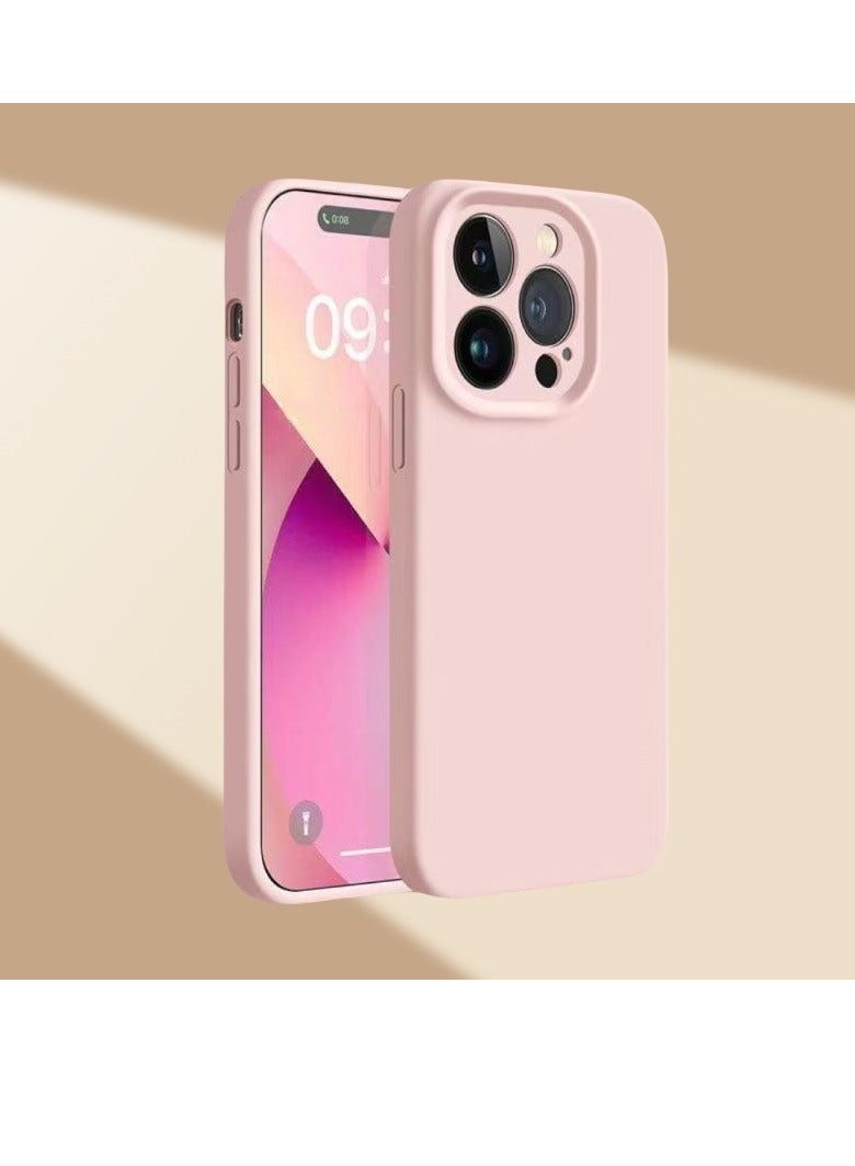جراب هاتف من السيليكون السائل فائق النحافة باللون الوردي لهاتف iPhone 16 Pro